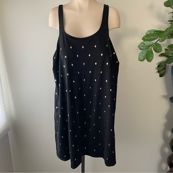 Swimsuits For All Studded Trapeze Swim Dress One Piece Swim Black Plus Size 22 - Picture 2 of 9